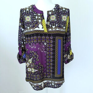Cato Tunic Womens S Purple Paisley Top Boho Hippie Maximalist Eclectic Retro Mod